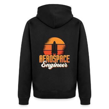 Rocket Space Aerospace Engineer Engineering - Unisex Premium Bio Zip Hoodie - Schwarz - Hinten - Nico (187cm)