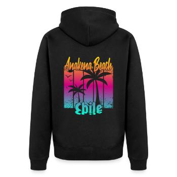 Anakena Beach Chile - Unisex Premium Bio Zip Hoodie - Schwarz - Hinten - Nico (187cm)