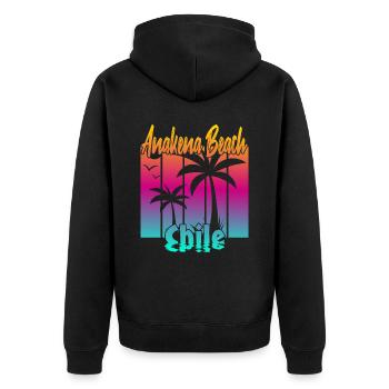 Anakena Beach Chile - Unisex Premium Bio Zip Hoodie - Schwarz - Hinten - Nico (187cm)