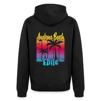 Anakena Beach Chile - Unisex Premium Bio Zip Hoodie - Schwarz - Hinten - Nico (187cm)