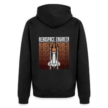 Aerospace Engineer Rocket Science Space Retro - Unisex Premium Bio Zip Hoodie - Schwarz - Hinten - Nico (187cm)