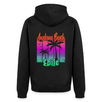 Anakena Beach Chile - Unisex Premium Bio Zip Hoodie - Schwarz - Hinten - Nico (187cm)