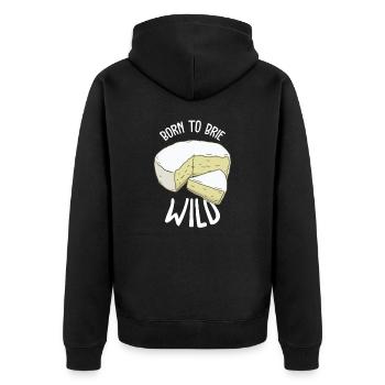 Brie Cheese Gouda Fondue Raclette Cheddar Switzerland - Unisex Premium Organic Zip Hoodie - black - Back - Nico (187cm)