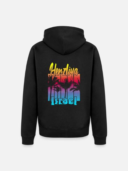 Herzliya Israel - Unisex Premium Organic Zip Hoodie - black