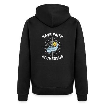 Jésus-Christ Fromage Église Christianisme Religion - Veste à capuche bio Premium Unisexe - noir - Dos - Nico (187cm)