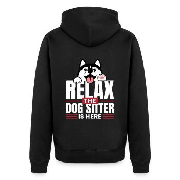 Relax the Dog Sitter Is Here Petsitting - Unisex Premium Bio Zip Hoodie - Schwarz - Hinten - Nico (187cm)