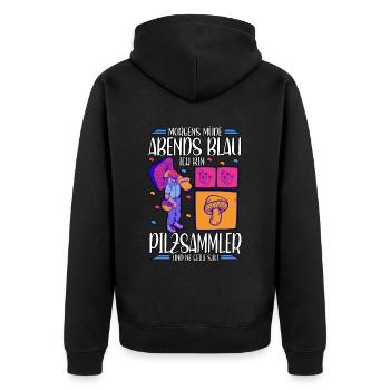 Pilzsammler Pilz Sucher - Unisex Premium Bio Zip Hoodie - Schwarz - Hinten - Nico (187cm)