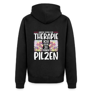 Pilzsammler Pilz Sucher - Unisex Premium Bio Zip Hoodie - Schwarz - Hinten - Nico (187cm)