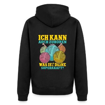 Häkeln - Unisex Premium Bio Zip Hoodie - Schwarz - Hinten - Nico (187cm)