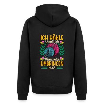 Häkeln - Unisex Premium Bio Zip Hoodie - Schwarz - Hinten - Nico (187cm)
