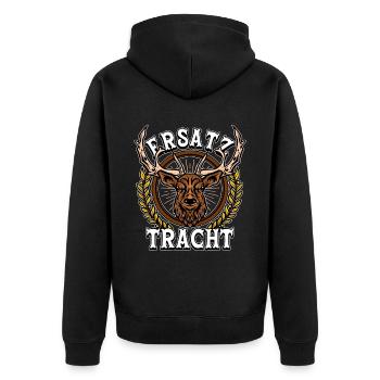 Ersatz Tracht - Unisex Premium Bio Zip Hoodie - Schwarz - Hinten - Nico (187cm)