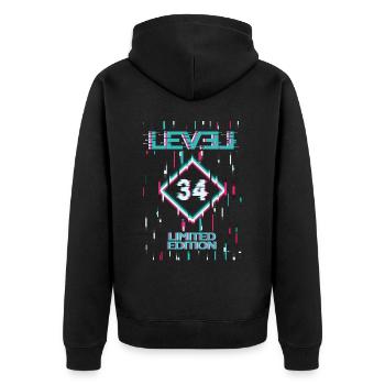 Anniversaire Niveau 34 Gaming Édition Limitée Gamer - Veste à capuche bio Premium Unisexe - noir - Dos - Nico (187cm)