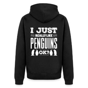 J’aime juste les pingouins, OK? Pingouin - Veste à capuche bio Premium Unisexe - noir - Dos - Nico (187cm)