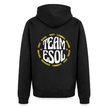 ESOL Teacher Crew Squad Rainbow Retour à l’école - Veste à capuche bio Premium Unisexe - noir - Dos - Nico (187cm)