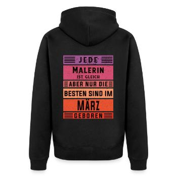 Lackierer-Anstreicher Geburtstag März geboren - Unisex Premium Bio Zip Hoodie - Schwarz - Hinten - Nico (187cm)