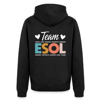 ESOL Teacher Crew Squad Arc-en-ciel Retour à l’école - Veste à capuche bio Premium Unisexe - noir - Dos - Nico (187cm)