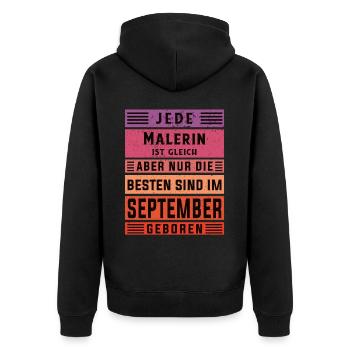 Lackierer-Anstreicher Geburtstag September geboren - Unisex Premium Bio Zip Hoodie - Schwarz - Hinten - Nico (187cm)