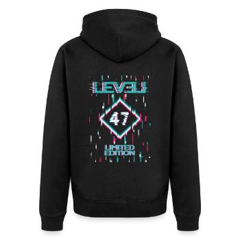 Birthday Level 47 Gaming Limited Edition Gamer - Unisex Premium Organic Zip Hoodie - black - Back - Nico (187cm)