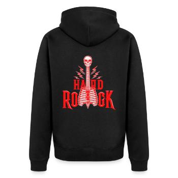 Musik Hardrock Heavy Metal Rock Konzert Festival - Unisex Premium Bio Zip Hoodie - Schwarz - Hinten - Nico (187cm)