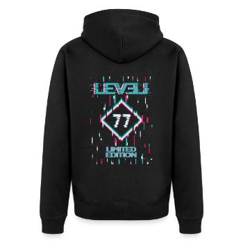 Anniversaire Niveau 77 Gaming Édition Limitée Gamer - Veste à capuche bio Premium Unisexe - noir - Dos - Nico (187cm)