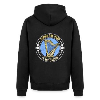 Harfenist Harfenistin Harfenspielerin Harfe - Unisex Premium Bio Zip Hoodie - Schwarz - Hinten - Nico (187cm)