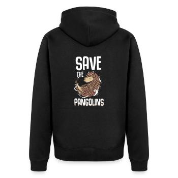 Schuppentier Pangolin Schuppen bedrohtes Tier - Unisex Premium Bio Zip Hoodie - Schwarz - Hinten - Nico (187cm)