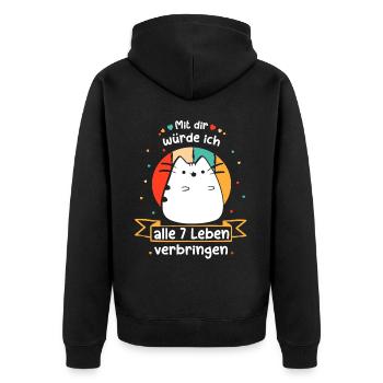 Katze lustiger Katzen Spruch Kätzchen Comic Kater - Unisex Premium Bio Zip Hoodie - Schwarz - Hinten - Nico (187cm)