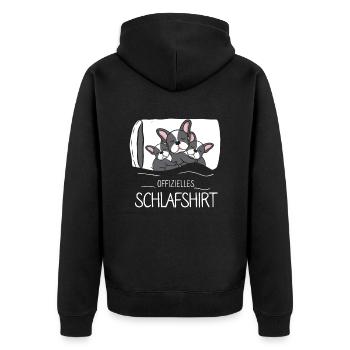 Offizielles Schlafshirt Hund - Unisex Premium Bio Zip Hoodie - Schwarz - Hinten - Nico (187cm)
