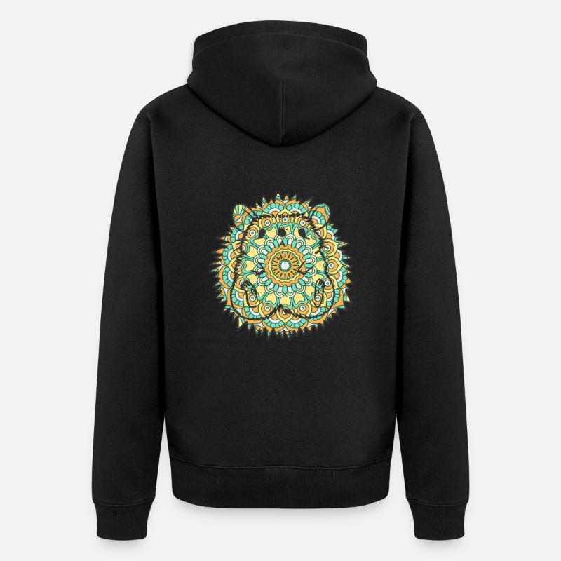 Mandala Hérisson Art géométrique - Veste à capuche bio Premium Unisexe - noir