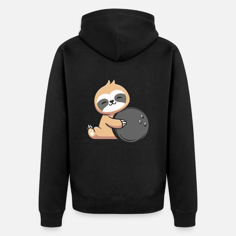 Faultier Bowling - Unisex Premium Bio Zip Hoodie - Schwarz