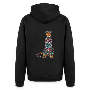 Mandala Cheetah Modèle de géométrie - Veste à capuche bio Premium Unisexe - noir - Dos - Nico (187cm)