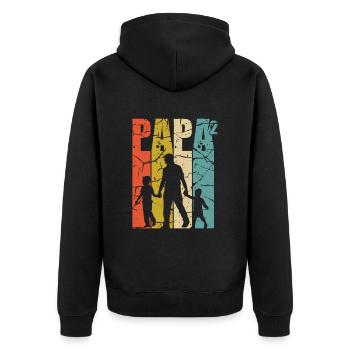 Papa 2 sons Dad high 2 father of two - Unisex Premium Organic Zip Hoodie - black - Back - Nico (187cm)