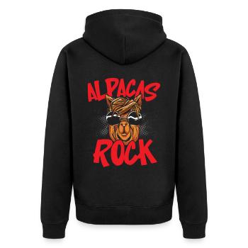 Alpakas rocken Llama Alpakaflüsterer Nutztier - Unisex Premium Bio Zip Hoodie - Schwarz - Hinten - Nico (187cm)