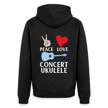 Peace Love Concert Ukulélé Instrument - Veste à capuche bio Premium Unisexe - noir - Dos - Nico (187cm)