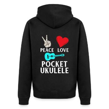Instrument de ukulélé de poche Peace Love - Veste à capuche bio Premium Unisexe - noir - Dos - Nico (187cm)
