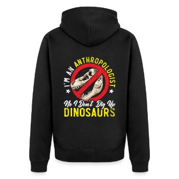 Ich bin ein Anthropologe Dinosaurier Anthropologie - Unisex Premium Bio Zip Hoodie - Schwarz - Hinten - Nico (187cm)
