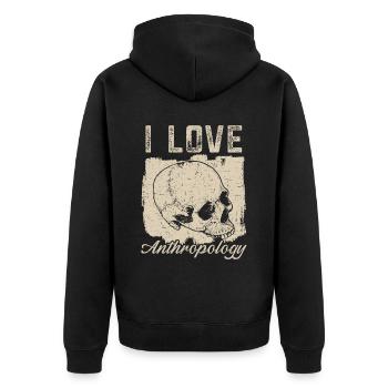 Ich liebe Anthropologie Wissenschaft Anthropologe - Unisex Premium Bio Zip Hoodie - Schwarz - Hinten - Nico (187cm)