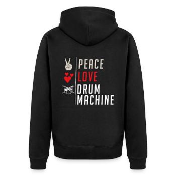 Drum Machine Musical Instrument Drummers - Unisex Premium Bio Zip Hoodie - Schwarz - Hinten - Nico (187cm)