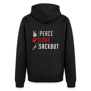 Peace Love Snare Drum Marching Band - Veste à capuche bio Premium Unisexe - noir - Dos - Nico (187cm)