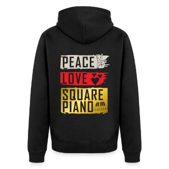 Peace Love Square Piano Music Instrument - Unisex Premium Organic Zip Hoodie - black - Back - Nico (187cm)