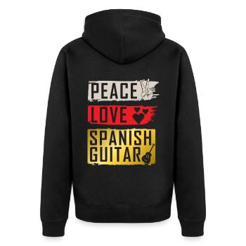Peace Love Spanish Guitar Instrument - Unisex Premium Organic Zip Hoodie - black - Back - Nico (187cm)