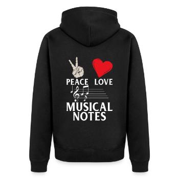 Peace Love Notes de musique Notes de musique - Veste à capuche bio Premium Unisexe - noir - Dos - Nico (187cm)