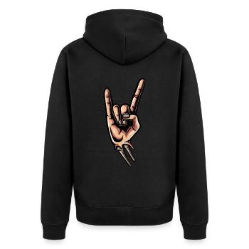 Skelett Totenkopf Schwarz - Unisex Premium Bio Zip Hoodie - Schwarz - Hinten - Nico (187cm)