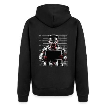 Skelett Totenkopf Schwarz - Unisex Premium Bio Zip Hoodie - Schwarz - Hinten - Nico (187cm)