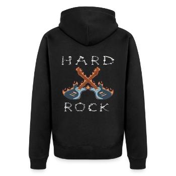 Musik Hardrock Heavy Metal Rock Konzert Festival - Unisex Premium Bio Zip Hoodie - Schwarz - Hinten - Nico (187cm)