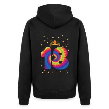 18th birthday Krone | Tie Dye Themed Birthday - Unisex Premium Organic Zip Hoodie - black - Back - Nico (187cm)