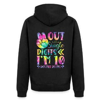 Frieden Aus Einzelnen Ziffern Ich Bin 10 | - Unisex Premium Bio Zip Hoodie - Schwarz - Hinten - Nico (187cm)