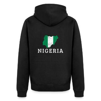 Nigerian flag map, nigeria - Unisex Premium Bio Zip Hoodie - Schwarz - Hinten - Nico (187cm)