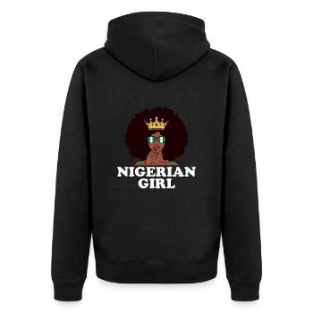 Nigerian girl, nigeria - Unisex Premium Bio Zip Hoodie - Schwarz - Hinten - Nico (187cm)