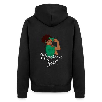 Nigerian girl, nigeria - Unisex Premium Bio Zip Hoodie - Schwarz - Hinten - Nico (187cm)